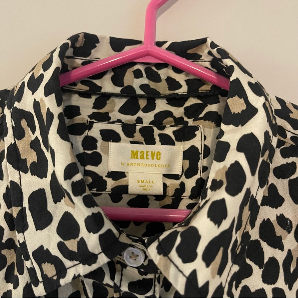 Maeve by Anthropologie Animal Leopard Print Button Blouse - Picture 3 of 3